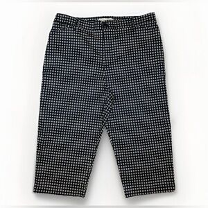 Gloria Vanderbilt Khaki UnItd Navy Blue White Geometric Capri Pants 16 33x18